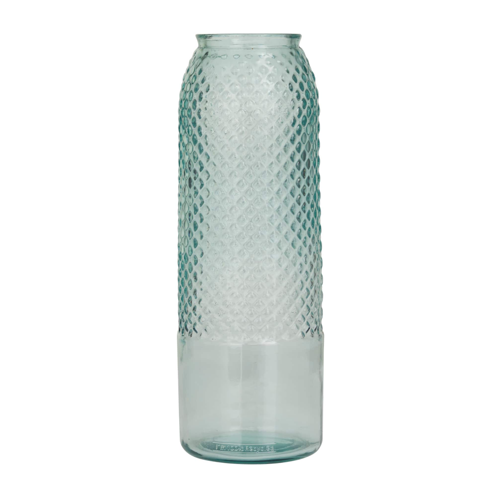 Blue Recycled Glass Handmade Spanish Vase 6" x 6" x 17"
